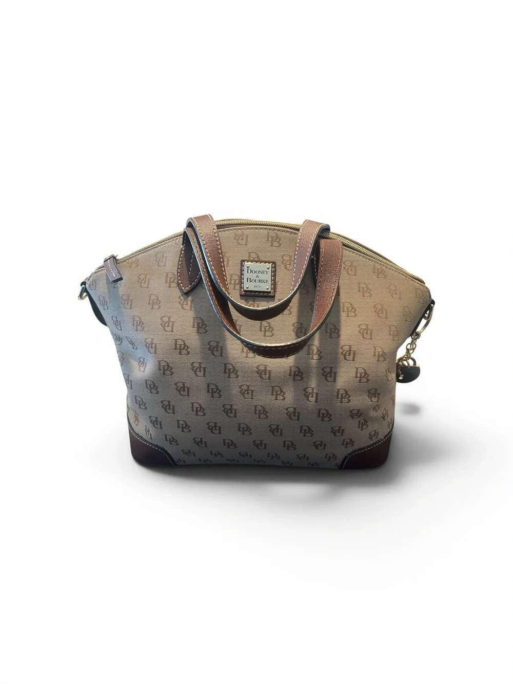 Dooney & Bourke Tan Monogram Satchel with Brown Zip Wallet - Picture 3 of 10